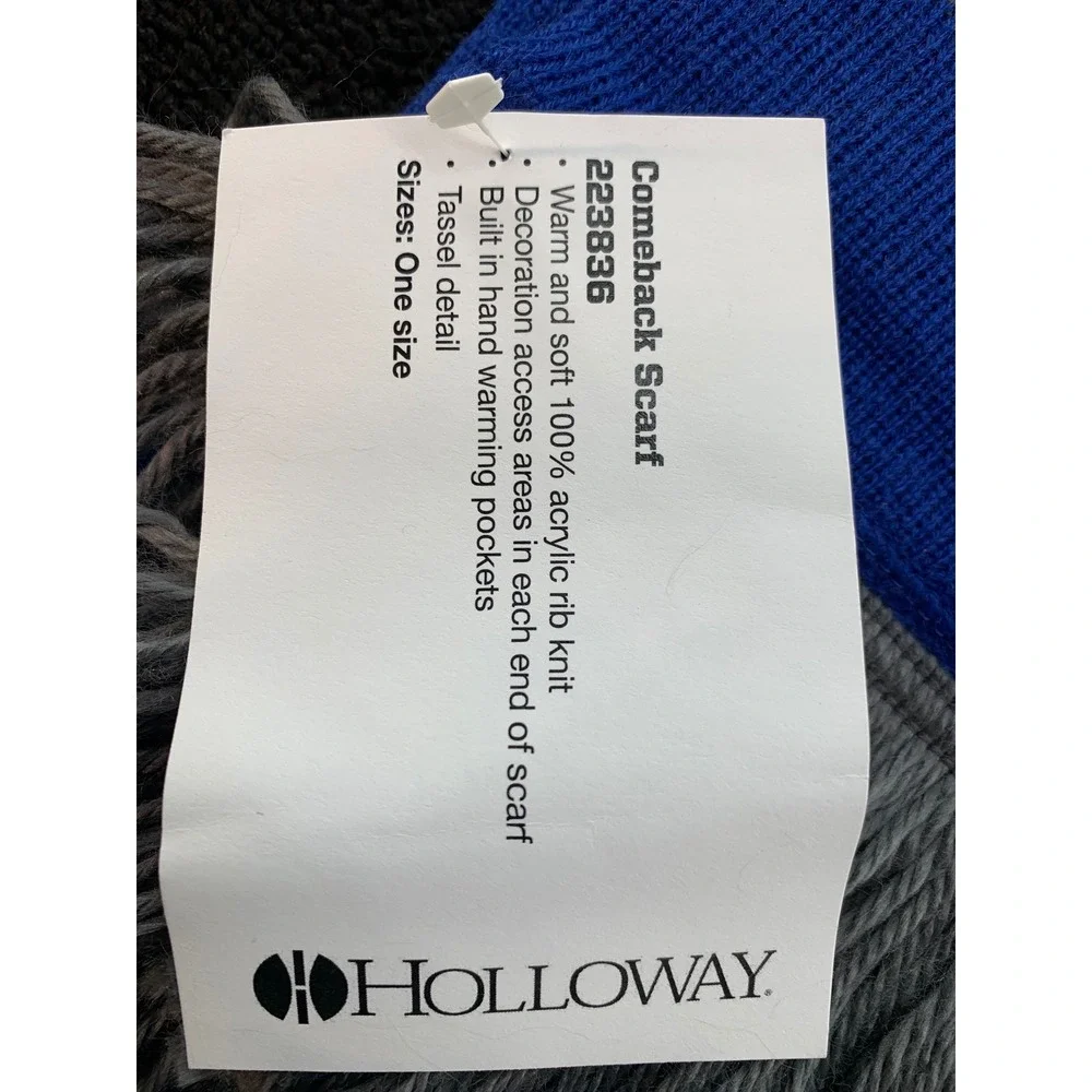 Holloway Men's Royal‎ Blue Gray White C Letter Rib Knit Tassel Scarf One Size
